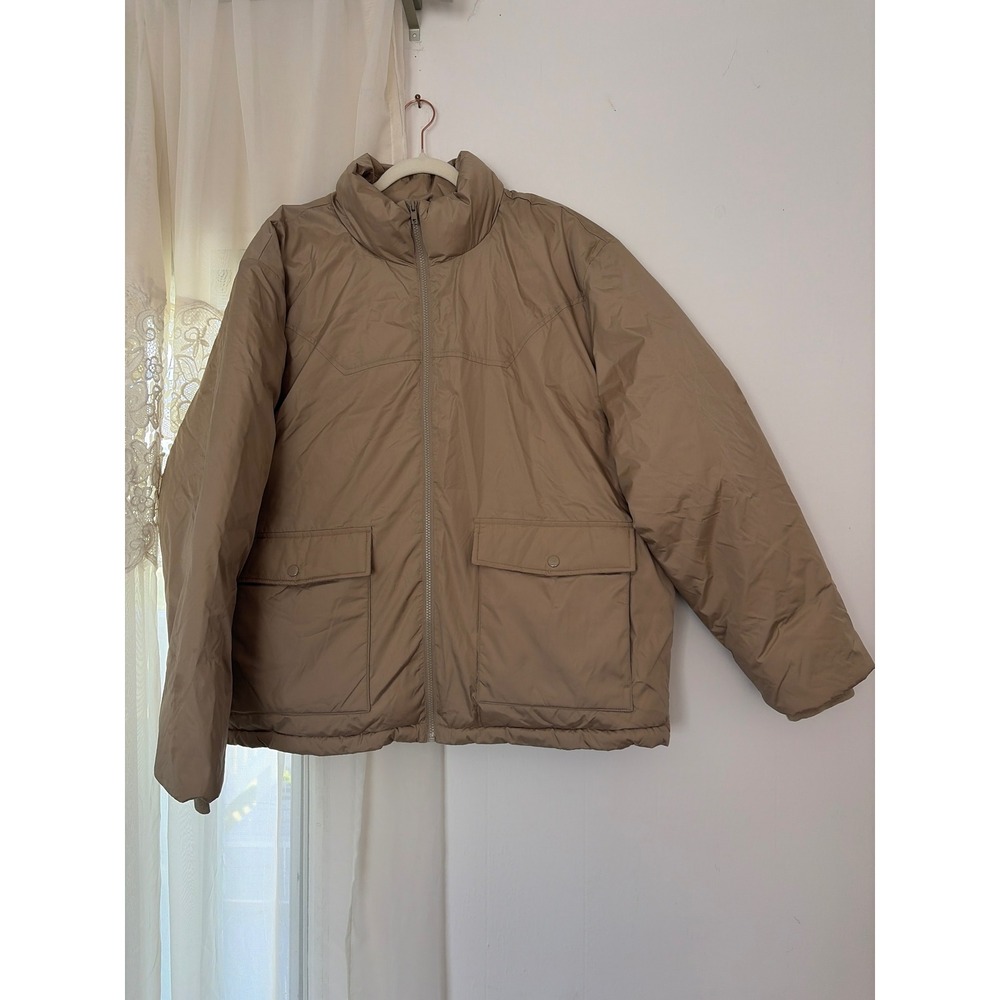 Gap Recycled Puffer Jacket Mens XL Khaki Excellent Primaloft P.U.R.E. 605152-01